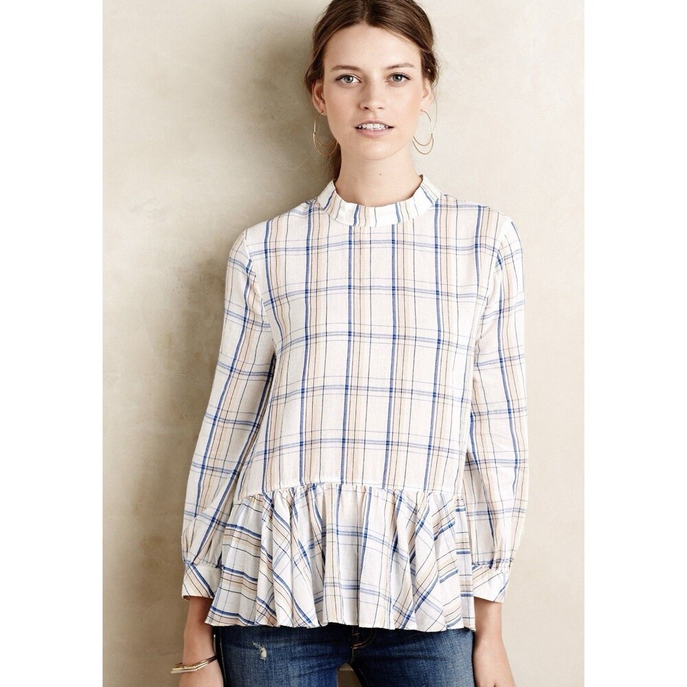 Anthropologie Maeve Sava Swing Top Plaid Size 10 EUC